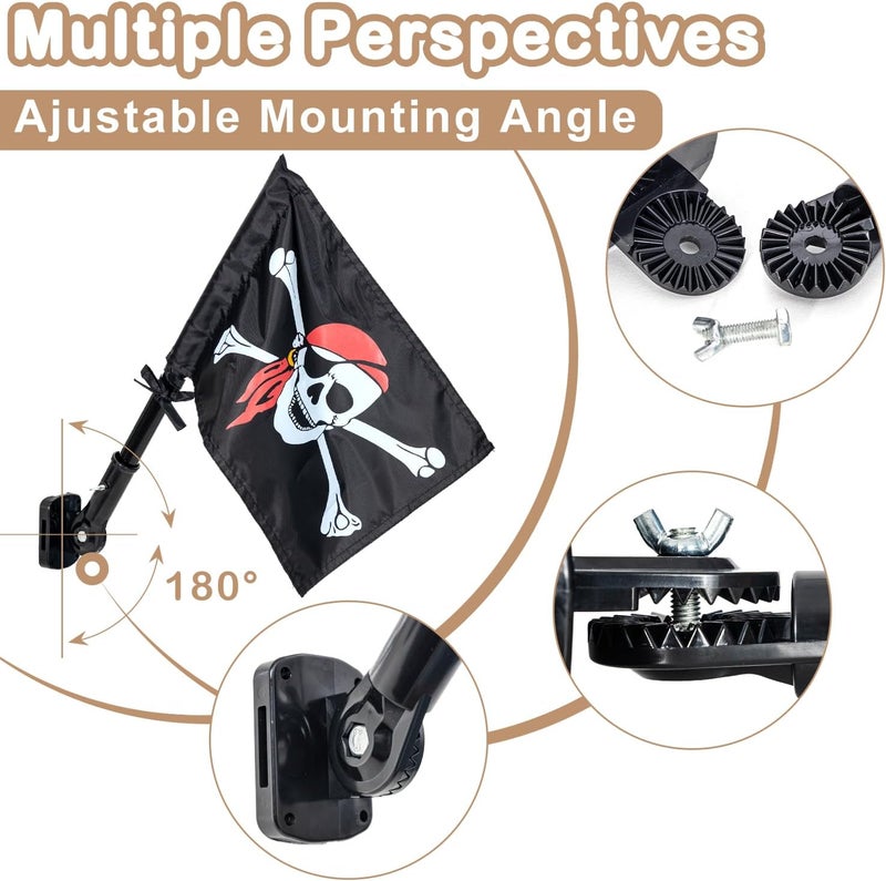 ifeolo Pirate Flag Swing Set Accessory, Double Sided Flag with Pole and Mounting Hardware, Outdoor Flag for Treehouse Playhouse Backyard Decorations - Image 3